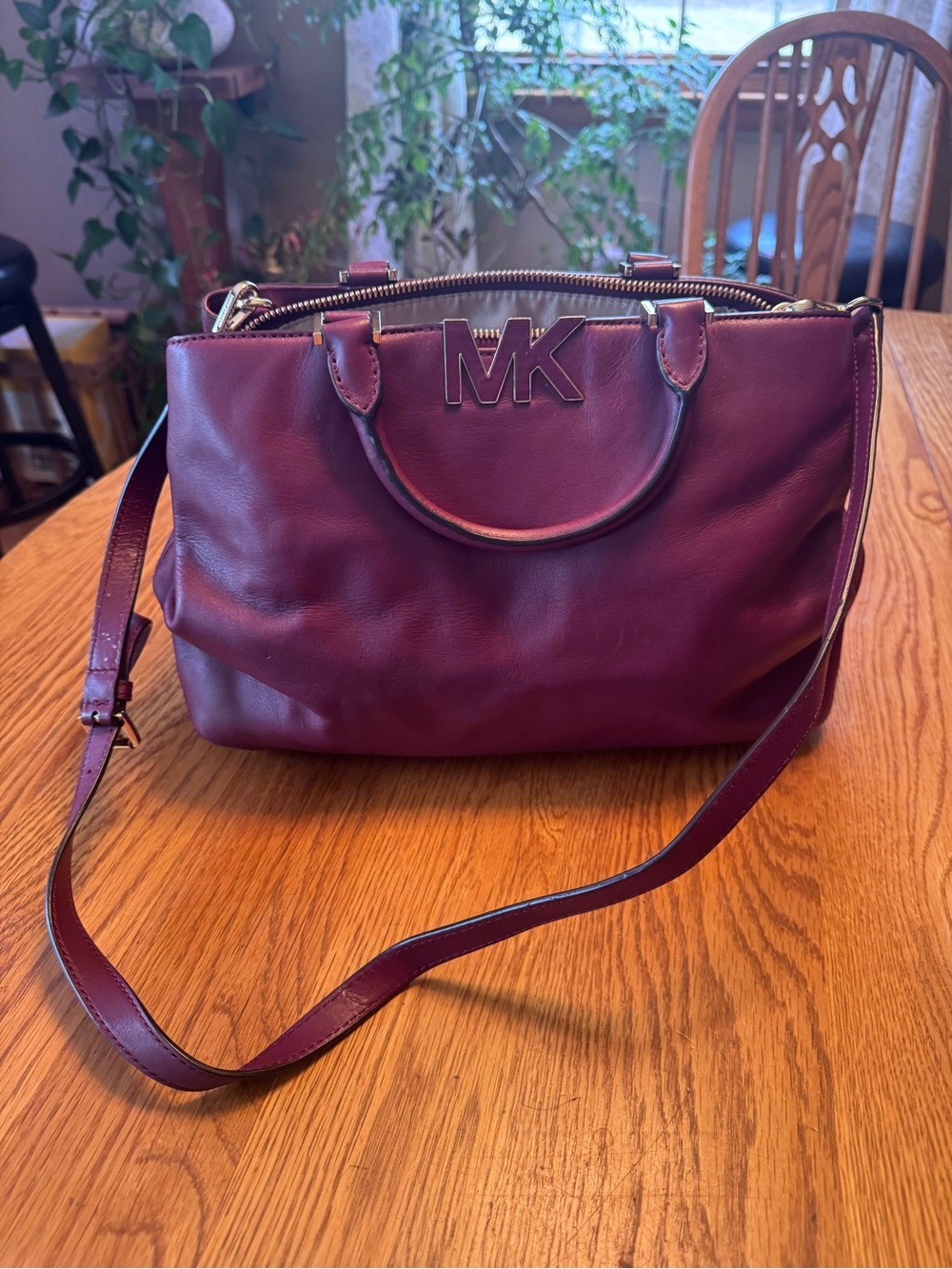 Michael Kors Florence Burgundy Soft Leather Shoulder Bag